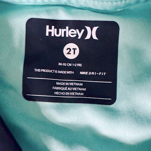 Hurley Teal Blue & Black Nike Dri-Fit Long Sleeve Shirt Size 2T - Picture 6 of 8